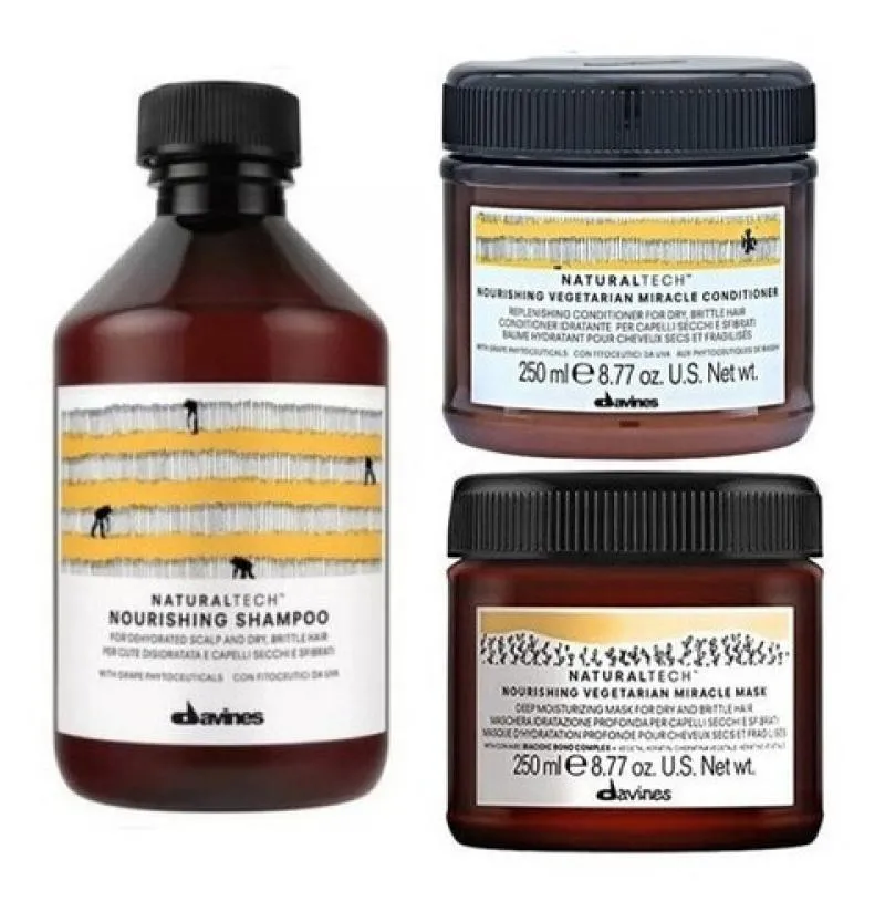DAVINES SHAMPOO + CONDICIONADOR + MáSCARA NOURISHING