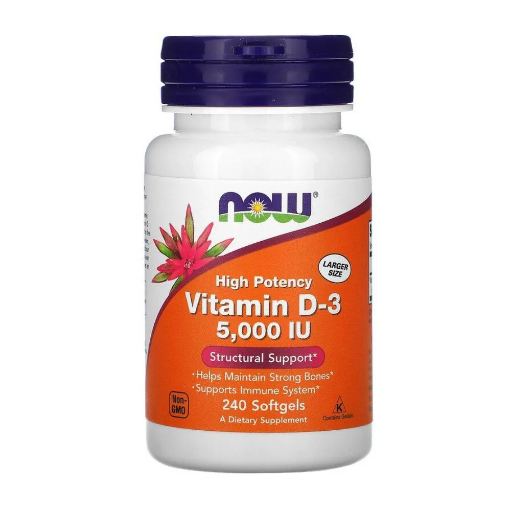 VITAMINA D3 125MCG 5000 UI  240 SOFTGELS - NOW FOODS SEM Sabor