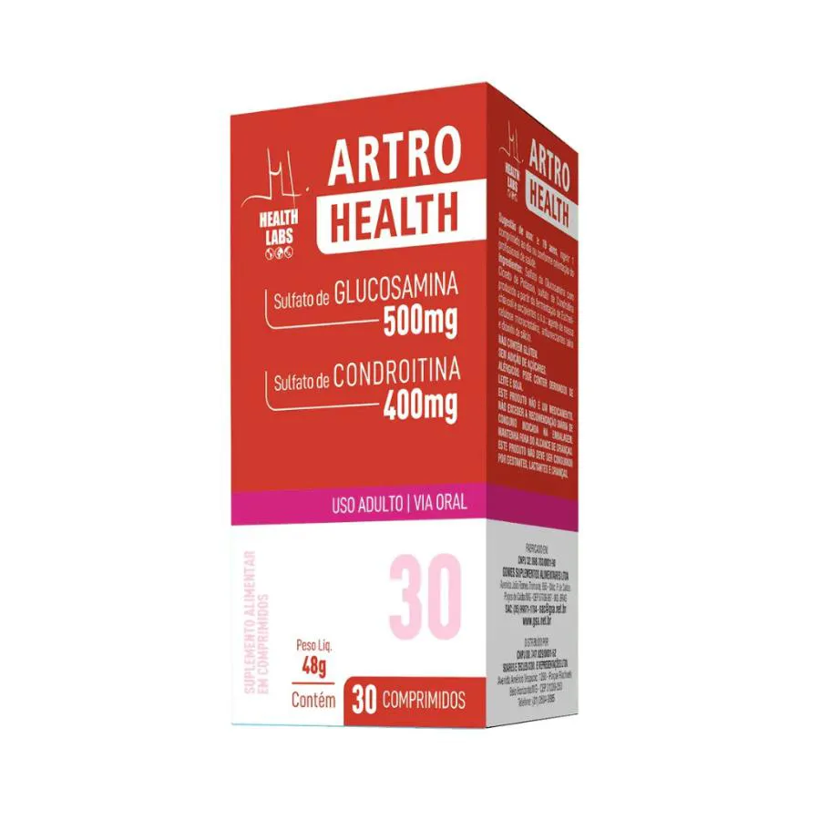ARTRO HEALTH GLUCOSAMINA 500MG CONDROITINA 400MG 30 COMPRIMIDOS - HEALTH LABS