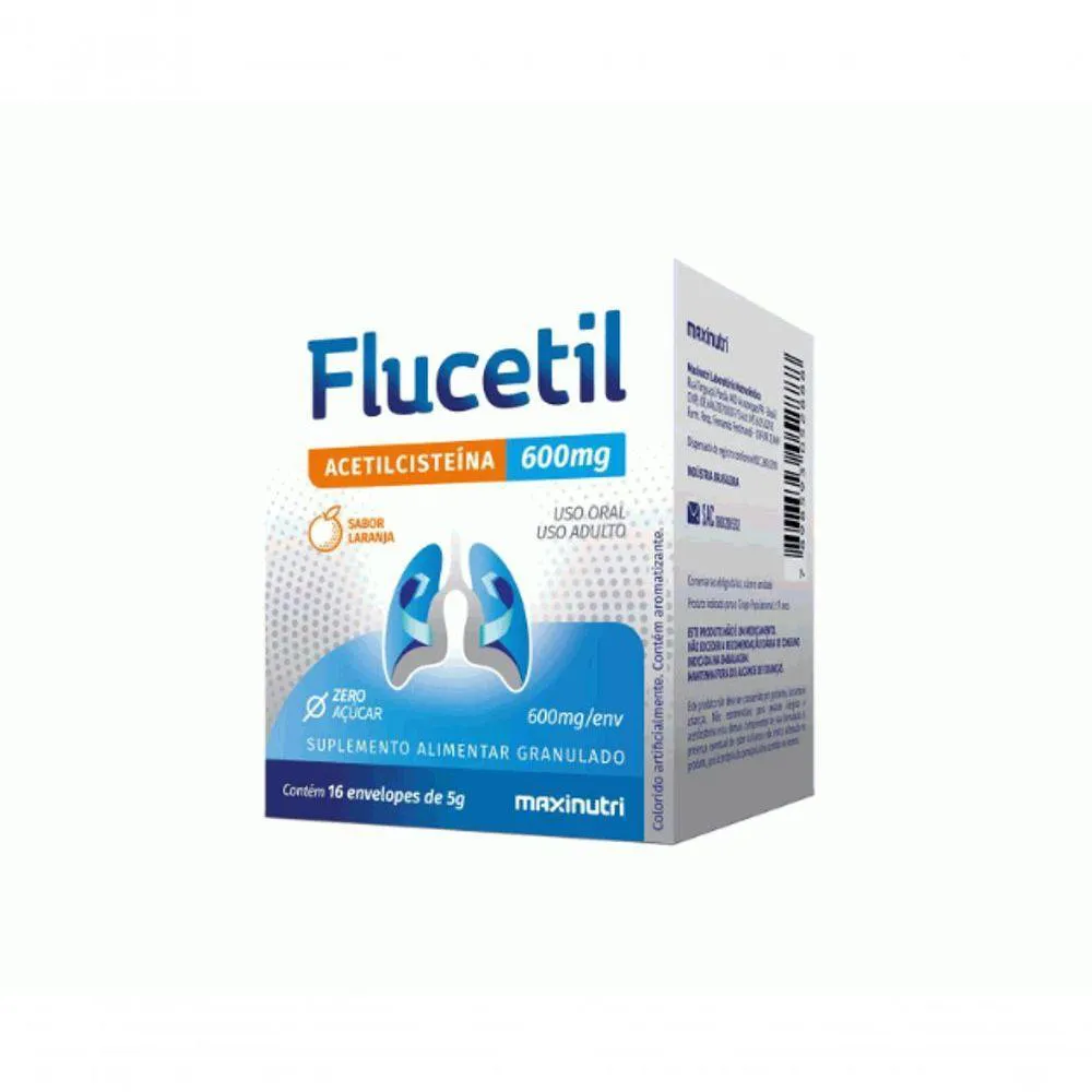 FLUCETIL PLUS ACETILCISTEINA + VIT C 500MG 16X5G CAIXA 12 UN SABOR LARANJA
