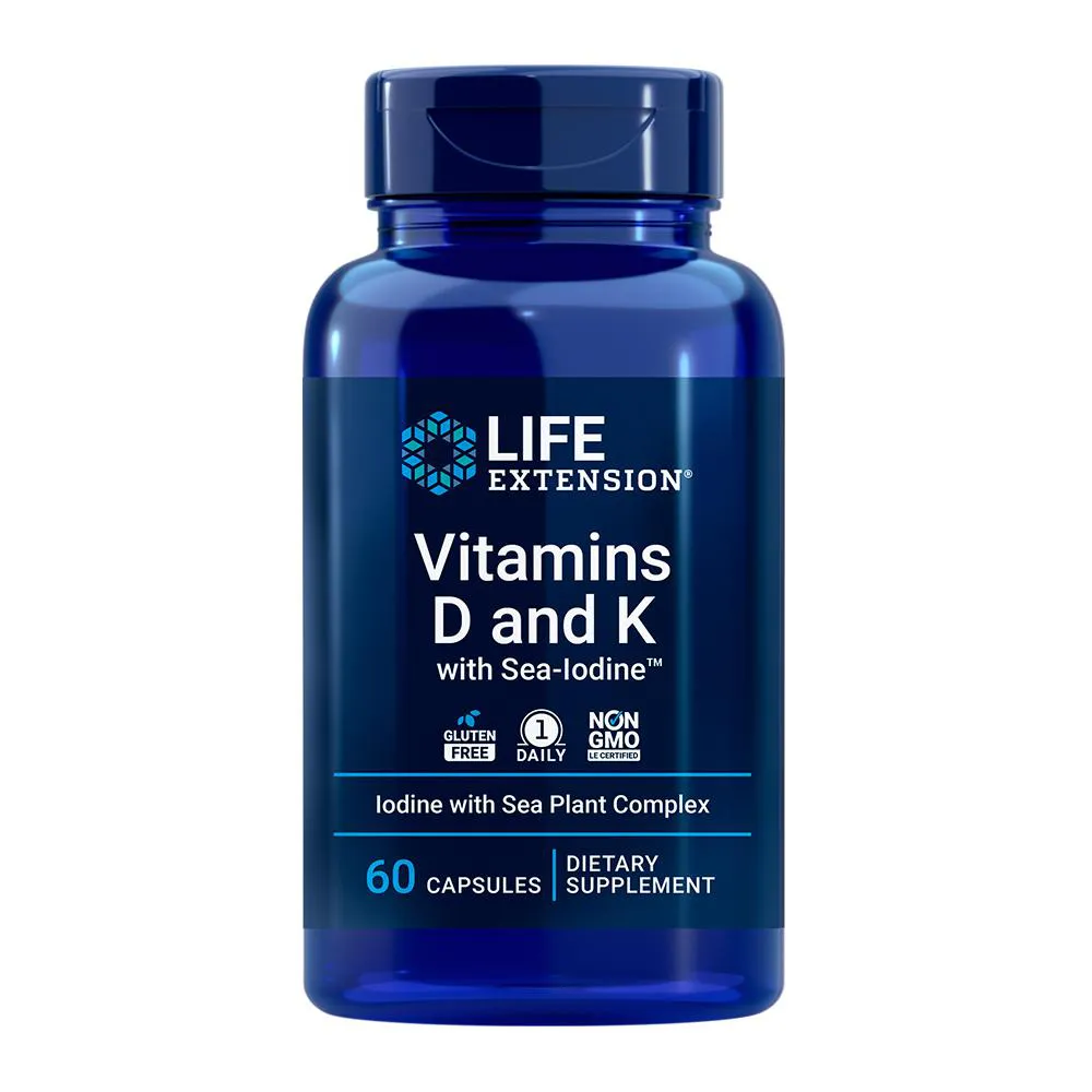 VITAMINA D/K LIFE EXTENSION COM SEA-IODINE 60CAPS IMPORTADO