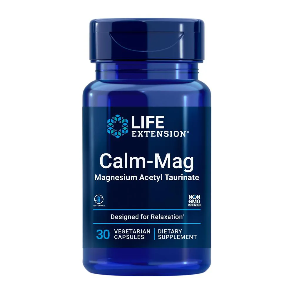 CALMA-MAG ACETIL TAURINATO MAGNéSIO LIFE EXTENSION 30 CáPSULAS IMPORTADO