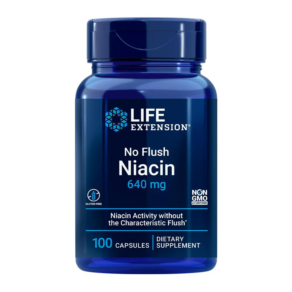 NIACINA NO FLUSH 640MG LIFE EXTENSION 100CáPS IMPORTADO
