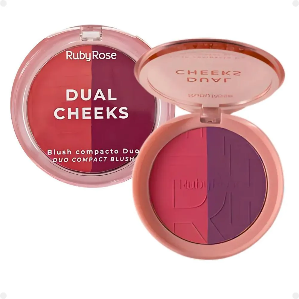 BLUSH COMPACTO DUO RUBY ROSE DUAL CHEEKS ROSEWOOD E PLUM HB-M03-5