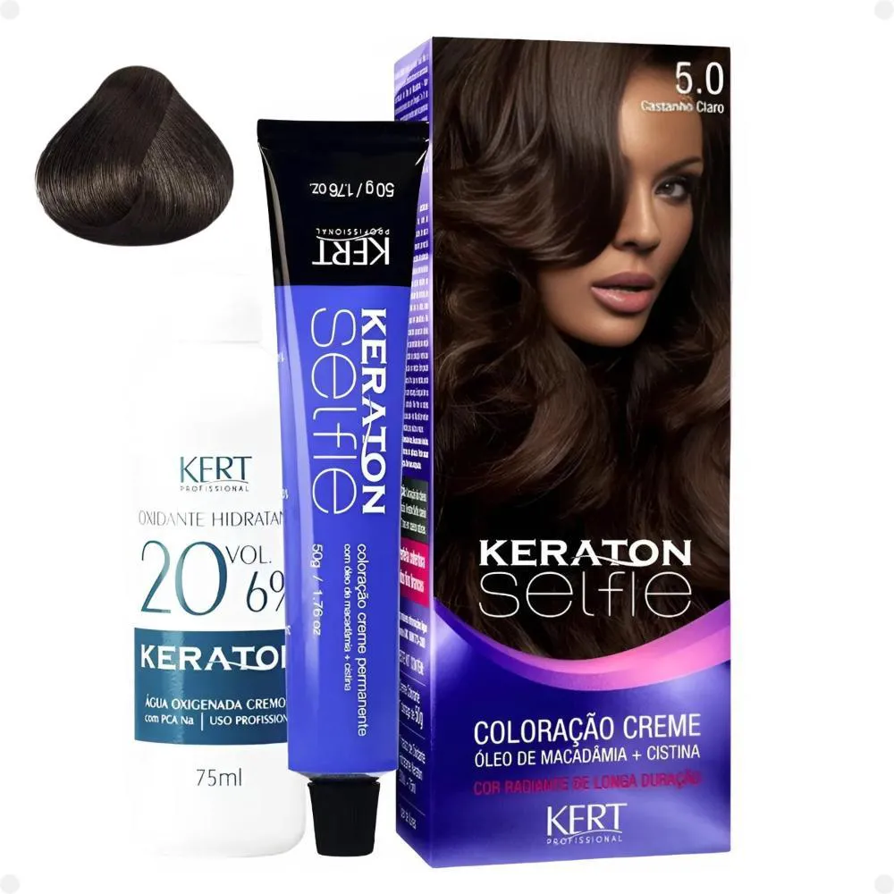 COLORAçãO CREME KERT KERATON SELFIE 5.0 CASTANHO CLARO