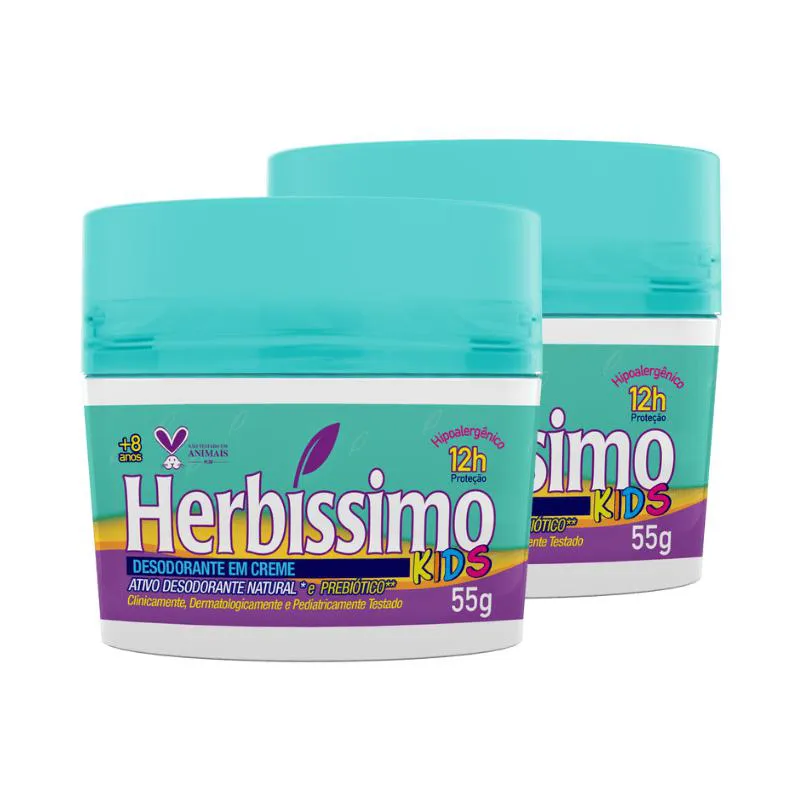 KIT DESODORANTE CREME HERBíSSIMO KIDS 55G - 2 UNIDADES