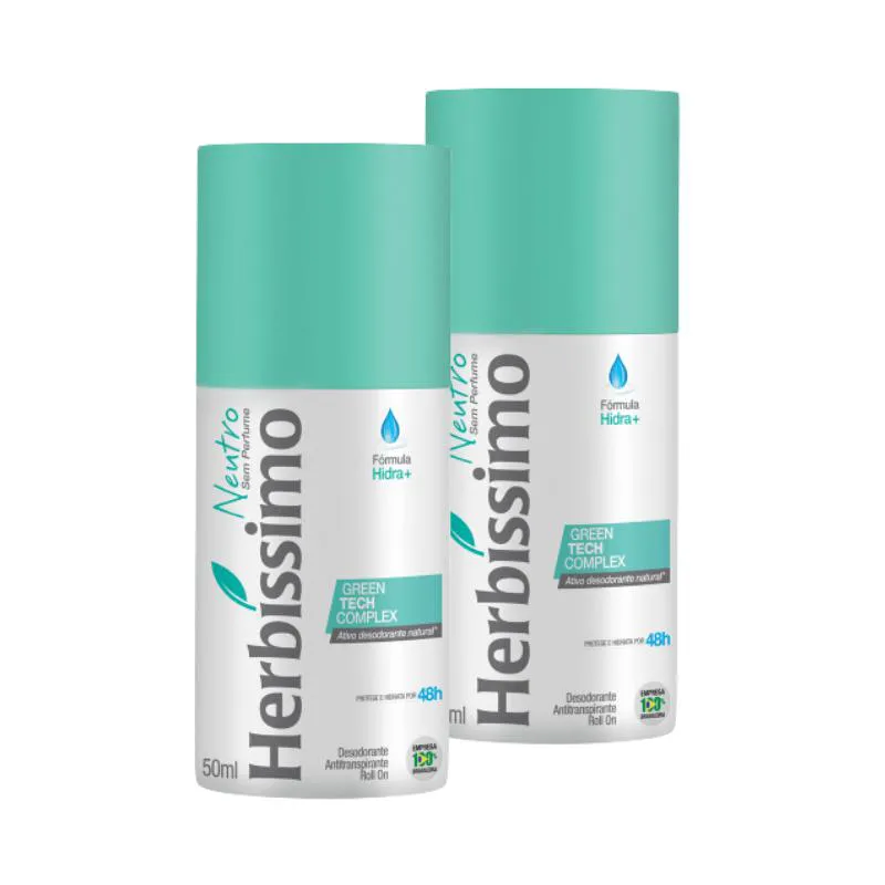 KIT DESODORANTE ROLL-ON HERBíSSIMO NEUTRO 50ML - 2 UNIDADES