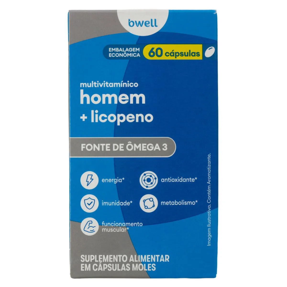 Polivitamínico Bwell Homem + Licopeno 60 Cápsulas 