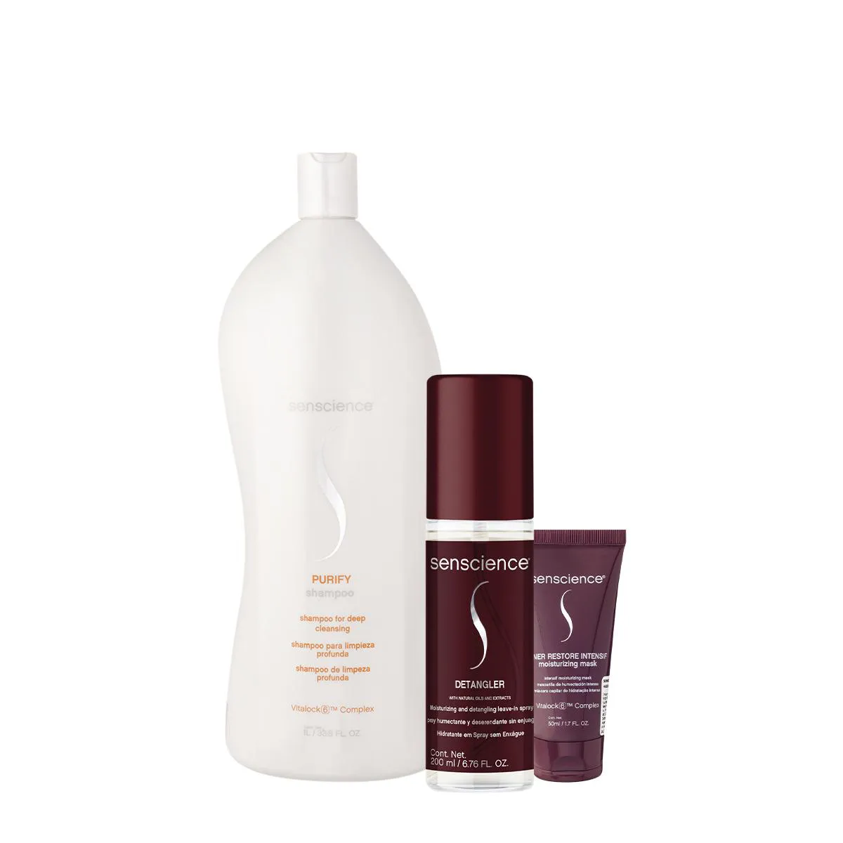 KIT SENSCIENCE PURIFY SHAMPOO INTENSIF MáSCARA E DETANGLER LEAVE-IN (3 PRODUTOS)