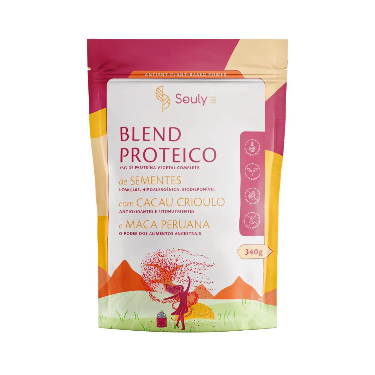 BLEND PROTEICO COM CACAU E MACA PERUANA 340G - SOULY