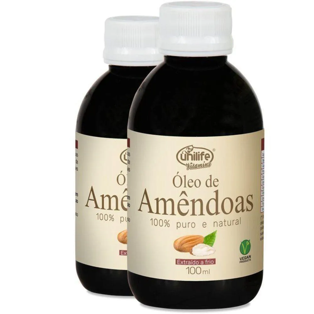 KIT 2 óLEO DE AMêNDOAS 100% PURO UNILIFE - EXTRAíDO A FRIO