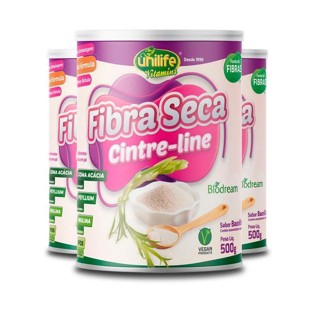 KIT 3 FIBRA SECA BAUNILHA CINTURE LINE UNILIFE 500G