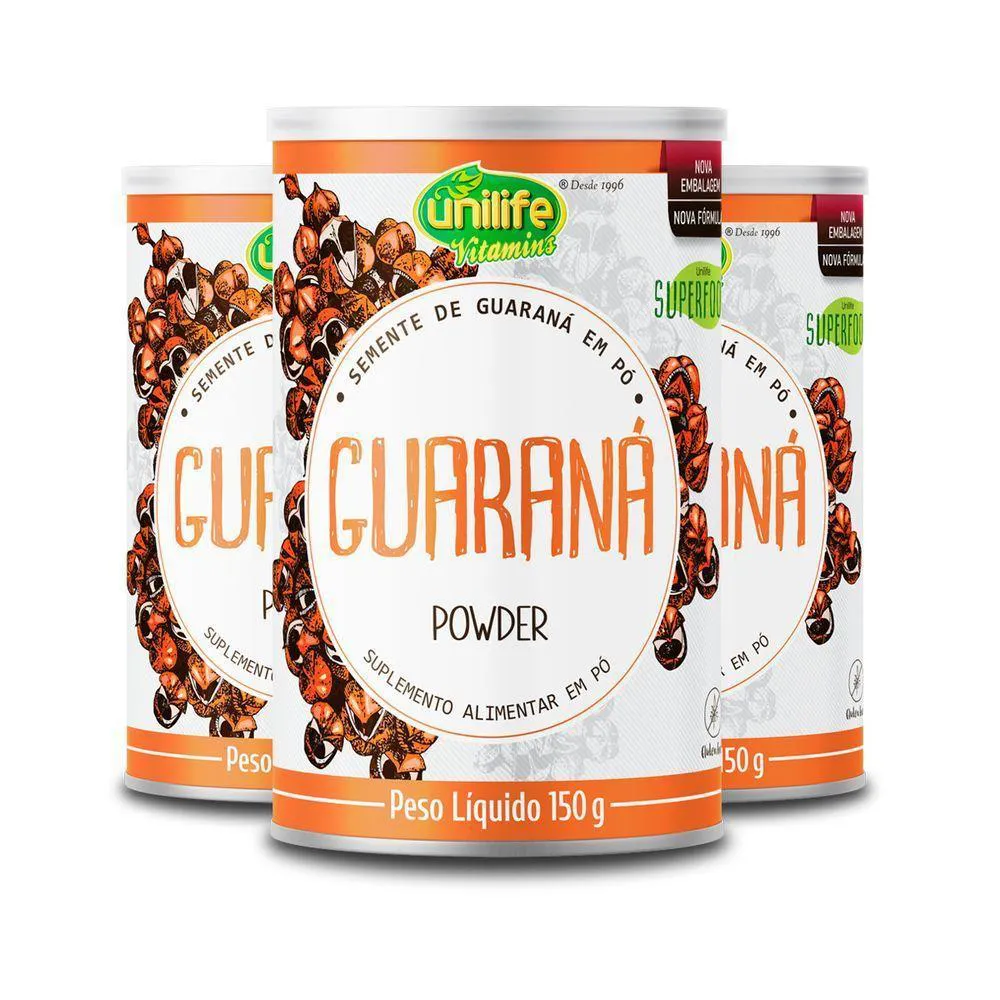 KIT 3 GUARANá POWDER EM Pó 150G UNILIFE