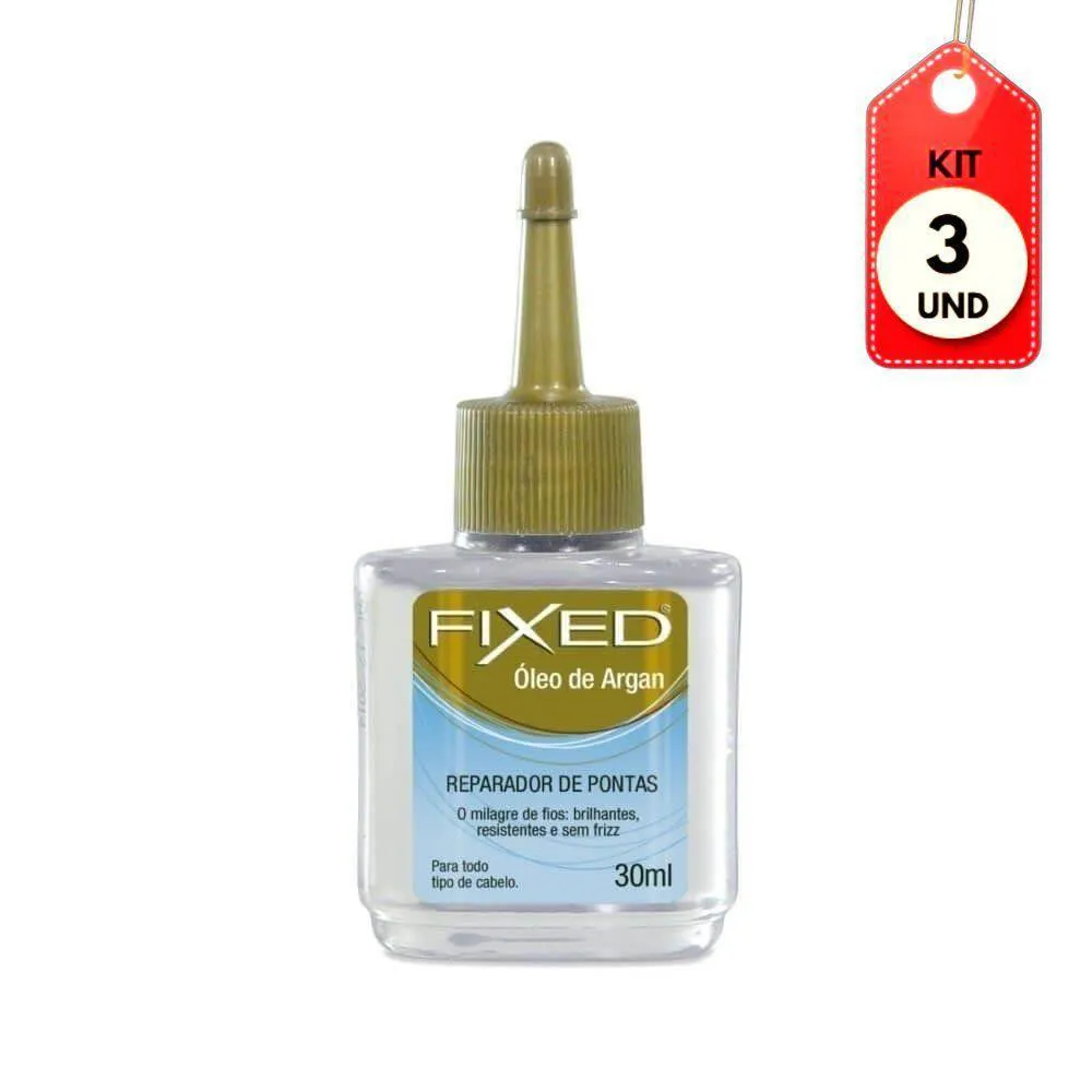 KIT C/03 FIXED óLEO DE ARGAN REPARADOR DE PONTAS 30ML