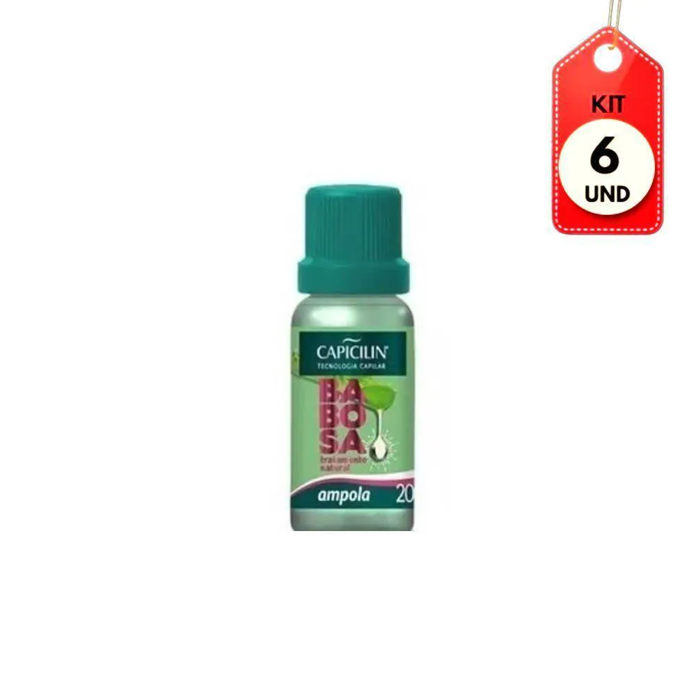 KIT C/06 CAPICILIN BABOSA AMPOLA CAPILAR 20ML