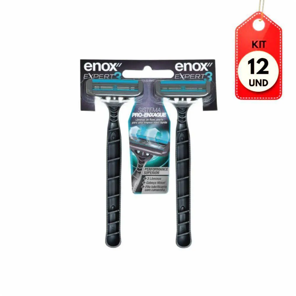 KIT C/12 ENOX EXPERT 3 APARELHO DE BARBEAR C/2