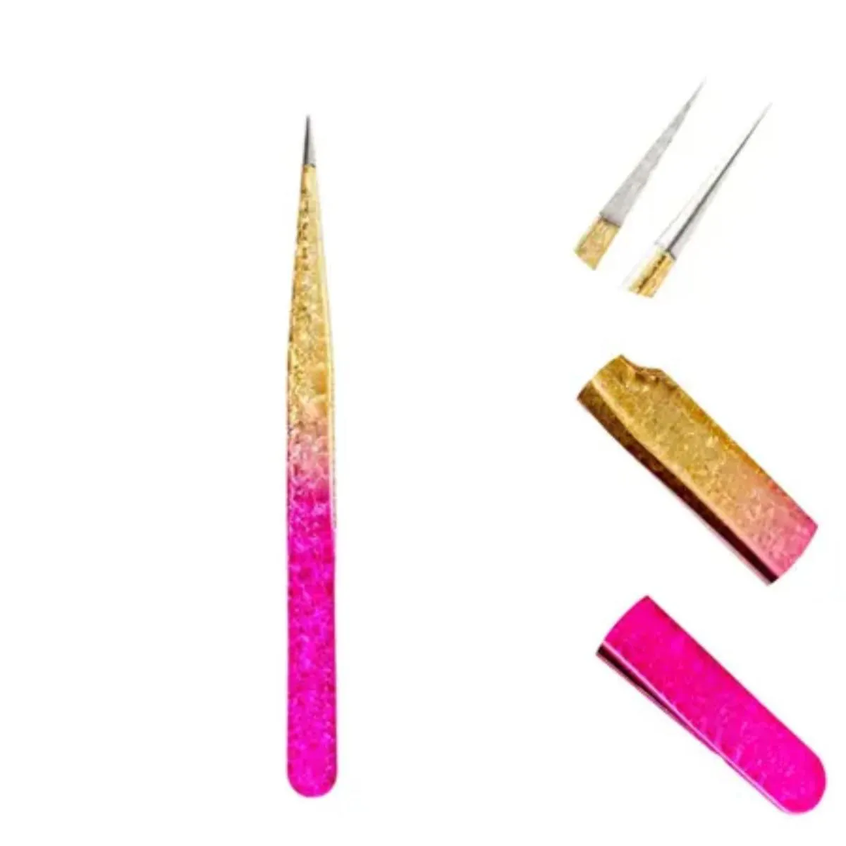 PINçA RETA ROSA E DOURADO EXTENSãO CíLIOS