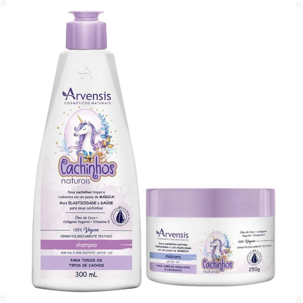 KIT ARVENSIS CACHINHOS NATURAIS CABELOS ONDULADOS E CACHEADOS: SHAMPOO 300ML E MáSCARA 250G