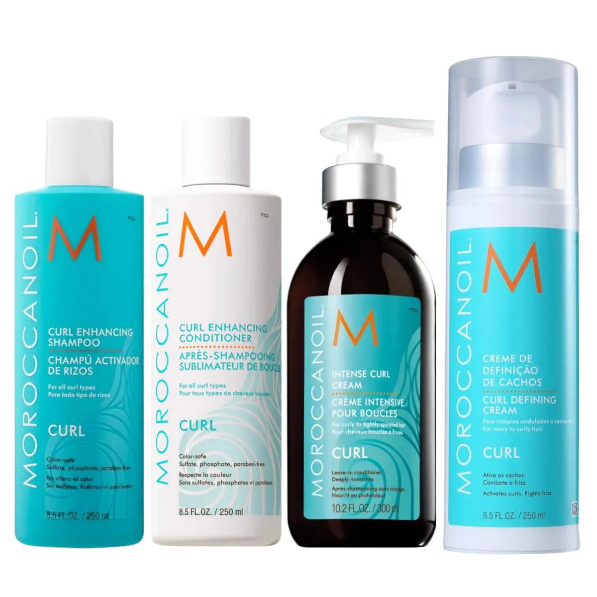 KIT MOROCCANOIL CURL - SHAMPOO 250ML + CONDICIONADOR 250ML + CREME DE CACHOS 300ML + MOUSSE DEFINIDOR DE CACHOS 250ML