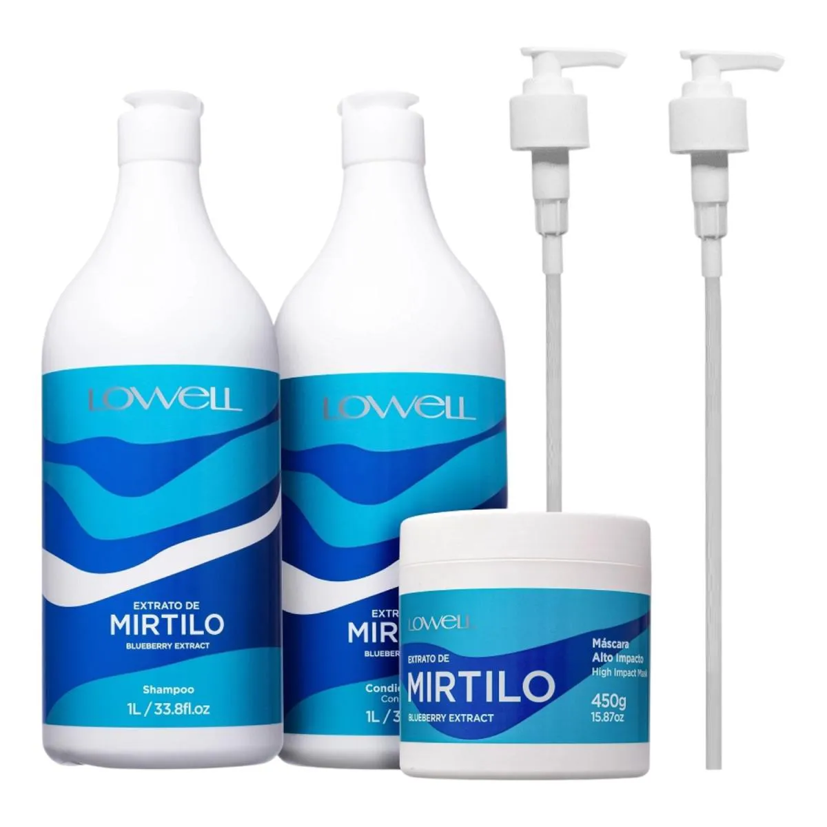 KIT LOWELL EXTRATO DE MIRTILO SALON - 3 PRODUTOS + VáLVULAS PUMP