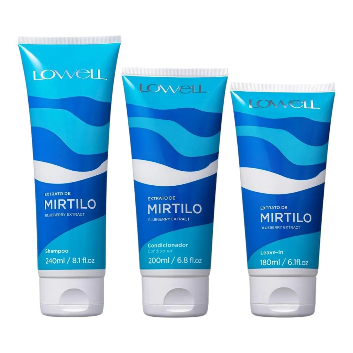 KIT LOWELL EXTRATO DE MIRTILO SHAMPOO 240ML + CONDICIONADOR 200ML + LEAVE-IN 180ML