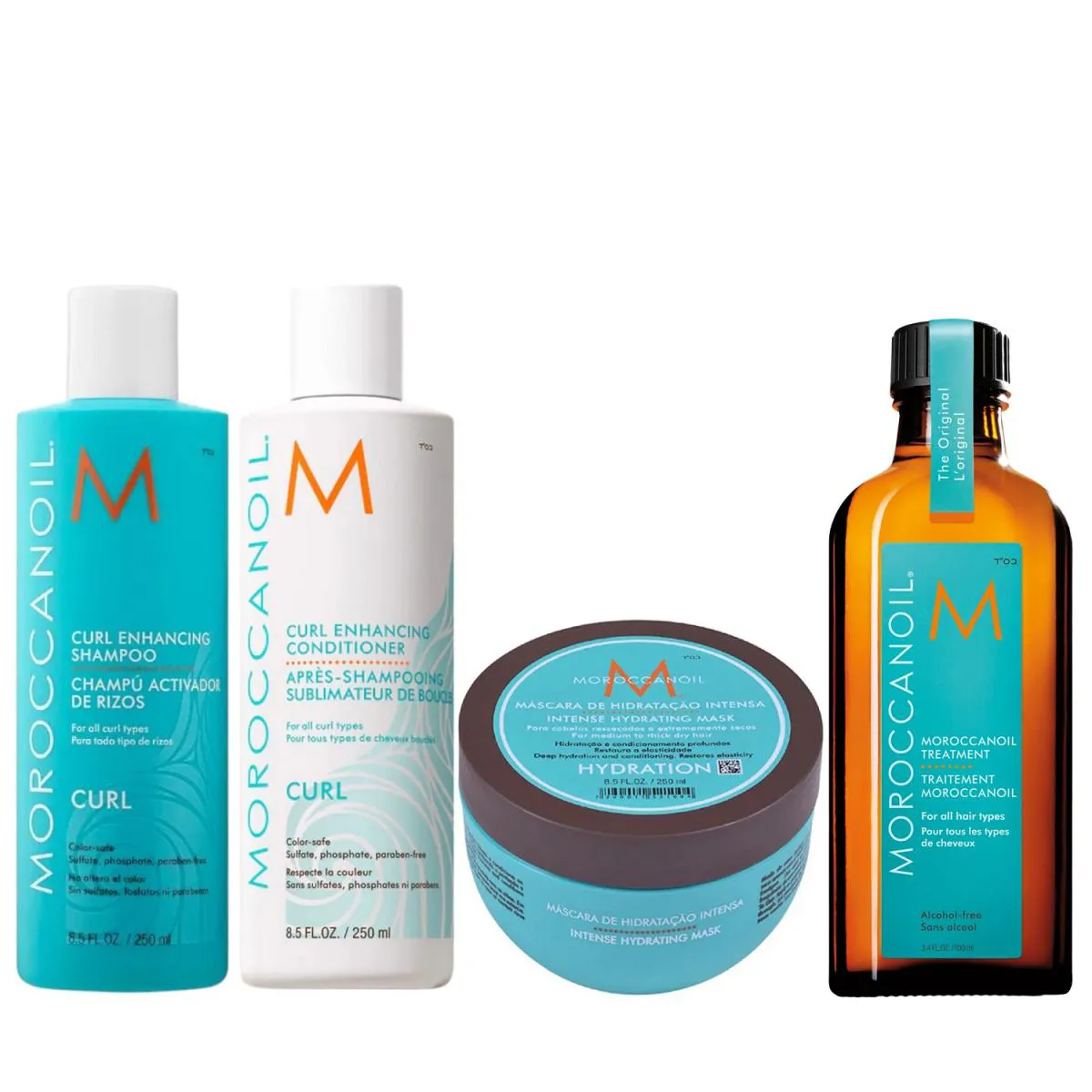 KIT MOROCCANOIL CURL ENHANCING - SHAMPOO 250ML + CONDICIONADOR 250ML + MáSCARA HIDRATANTE 250G + ÓLEO 100ML
