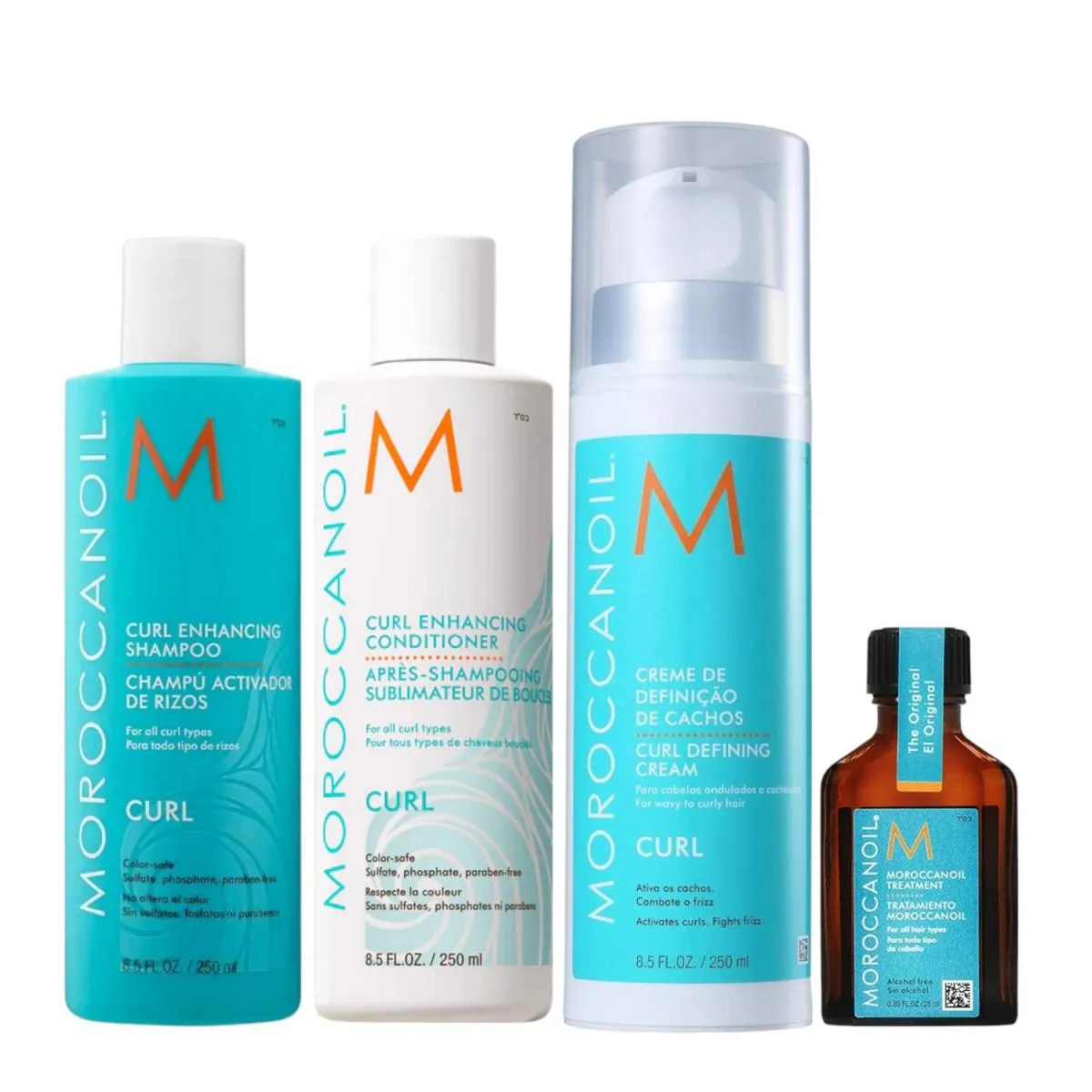 KIT MOROCCANOIL CURL ENHANCING - SHAMPOO 250ML + CONDICIONADOR 250ML + MOUSSE DEFINIDOR DE CACHOS 250ML + ÓLEO 30ML