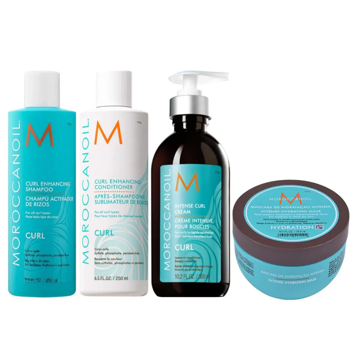 KIT MOROCCANOIL CURL SHAMPOO 250ML + CONDICIONADOR 250ML + CREME DE CACHOS 300ML + MáSCARA HIDRATANTE 250G
