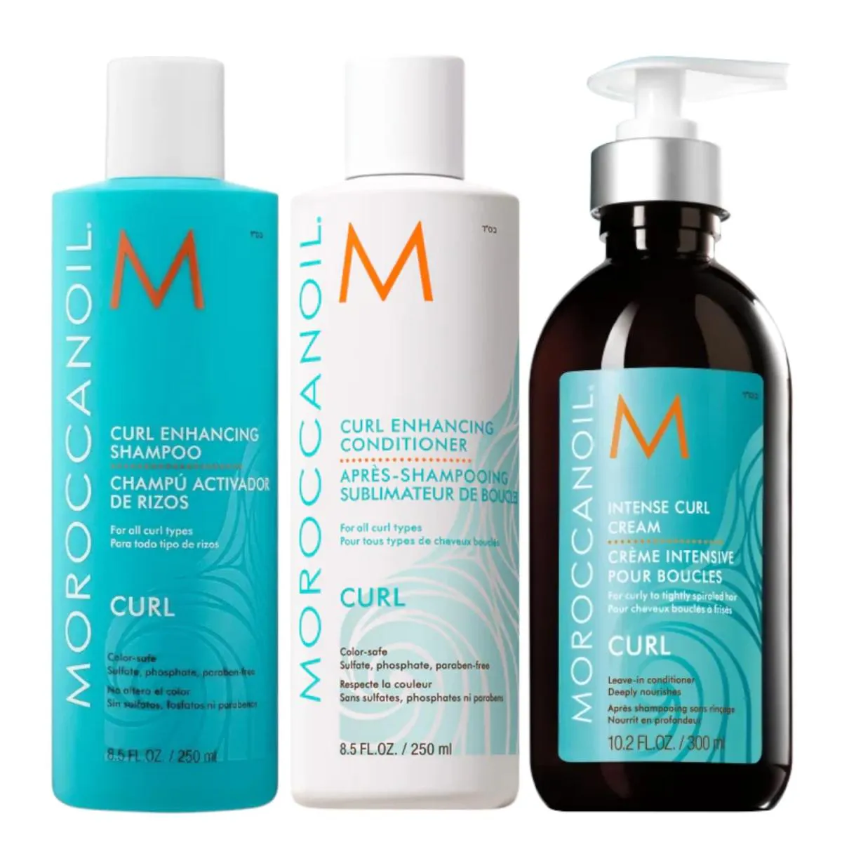 KIT MOROCCANOIL CURL SHAMPOO 250ML + CONDICIONADOR 250ML + CREME INTENSO PARA CACHOS 300ML