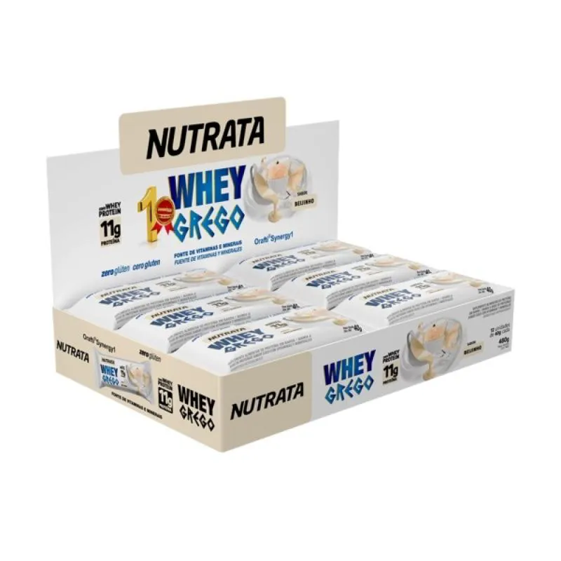 WHEY GREGO BAR CAIXA COM 12 UNIDADES (480G) - SABOR: BEIJINHO DE COCO