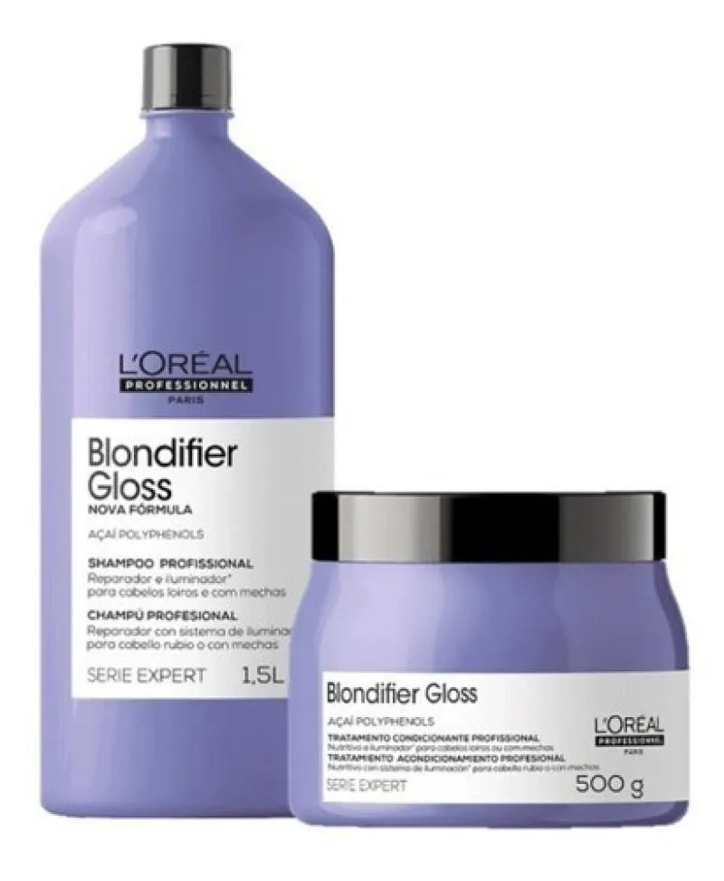 KIT LORéAL BLONDIFIER GLOSS SHAMPOO 1500ML + MáSCARA 500G