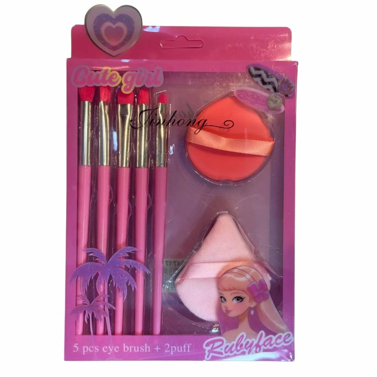 KIT 5 PINCéIS + 2 ESPONJAS MAQUIAGEM MAKE-UP