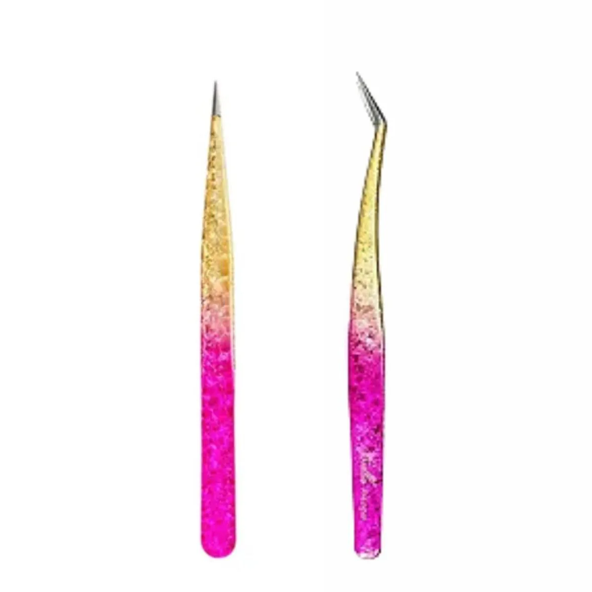 KIT PINçA SEMI CURVA + RETA ROSA E DOURADO EXTENSãO CíLIOS