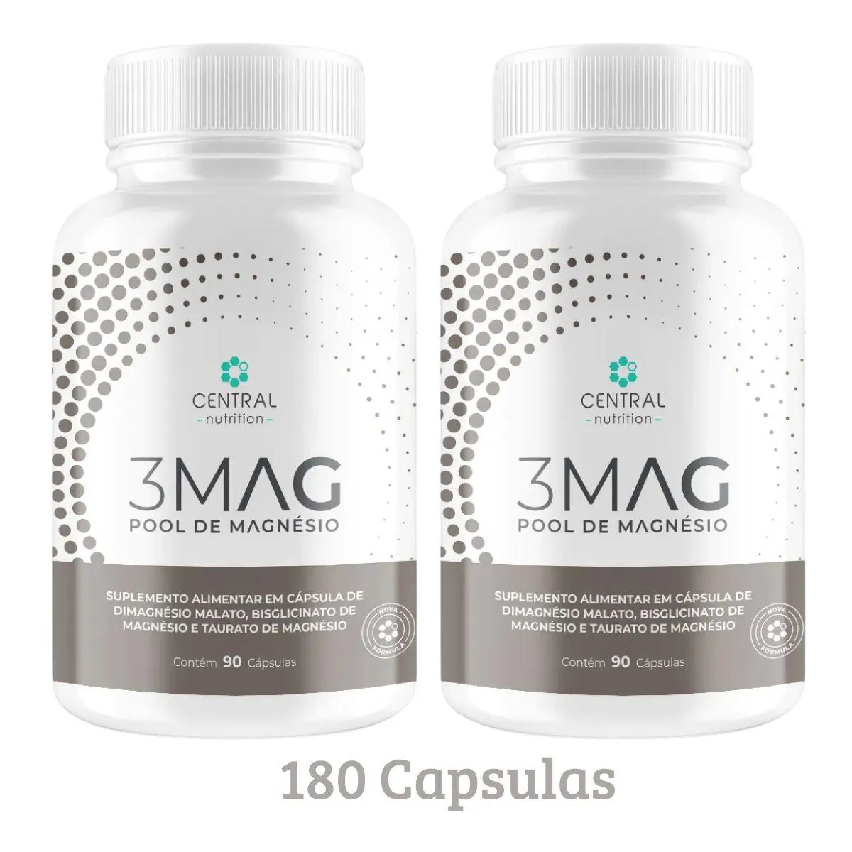 3MAG CENTRAL NUTRITION - 2 FRASCOS (90 CáPSULAS CADA) | MAIS DISPOSIçãO E SAúDE!