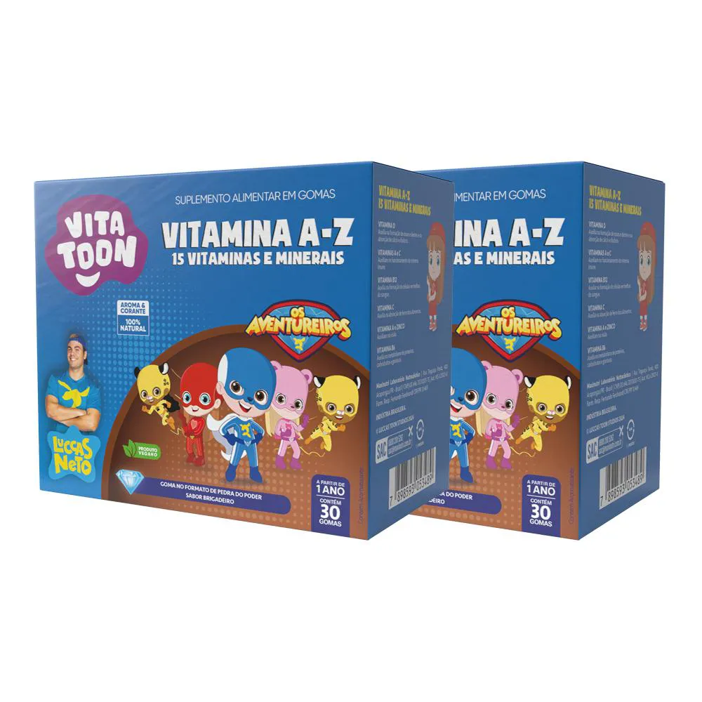 KIT 02 VITATOON POLIVITAMíNICO A-Z SABOR BRIGADEIRO 30 GOMAS MAXINUTRI