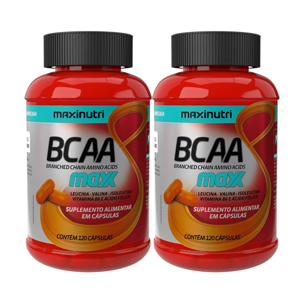 KIT 2 BCAA MAXX 2800 700MG 120 CáPSULAS MAXINUTRI
