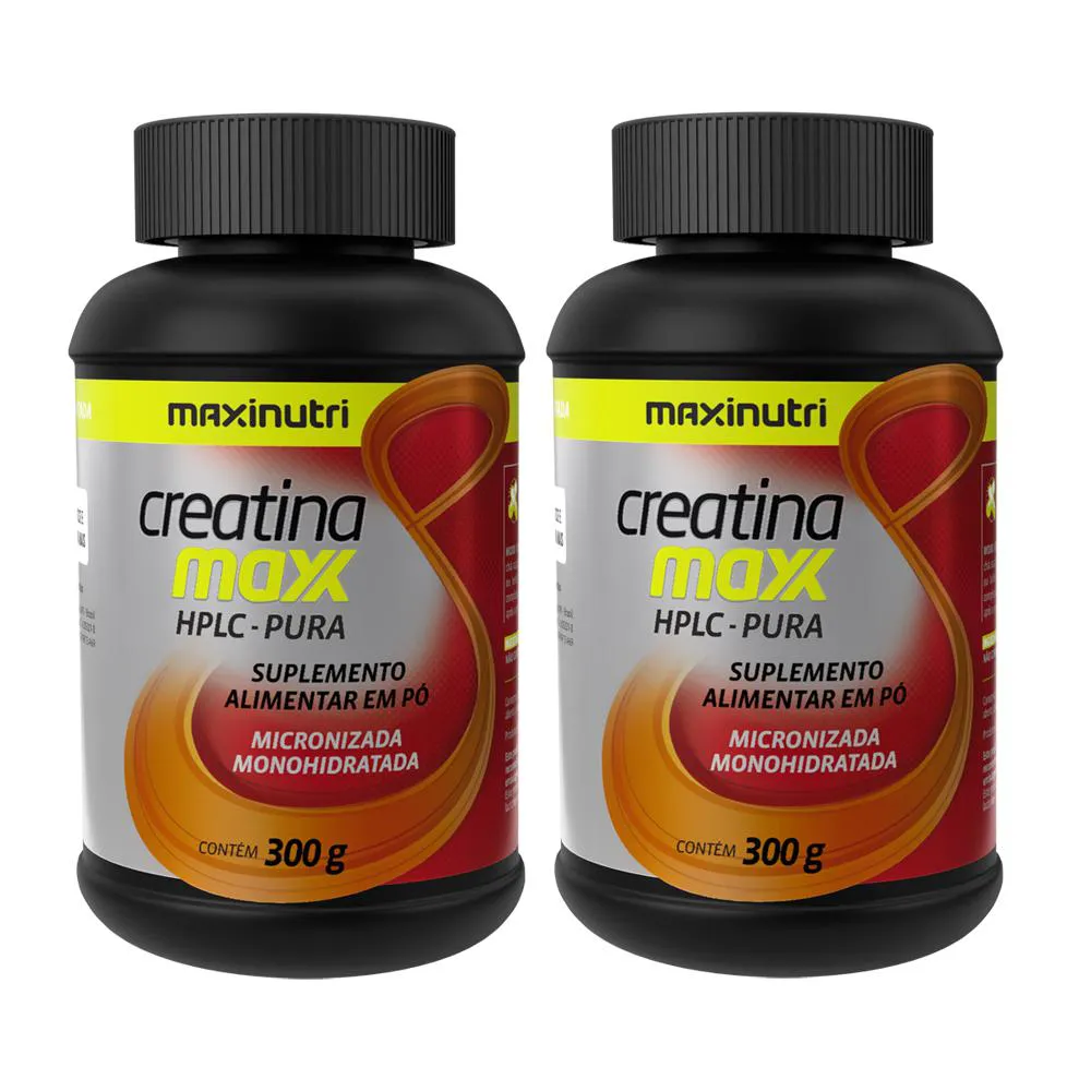 KIT 2 CREATINA MONOHIDRATADA MAXX POTE 300G HPLC PURA MAXINUTRI