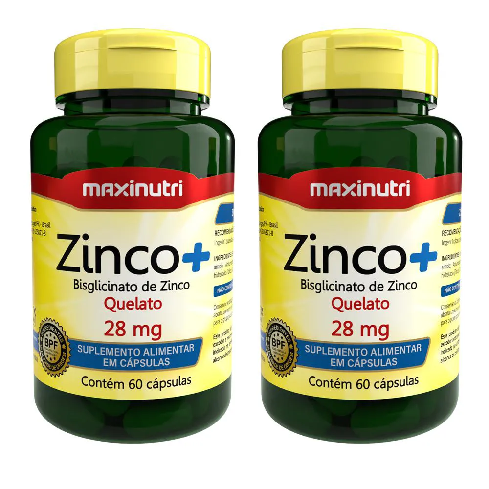 KIT 2 ZINCO+ 28MG COM 60 CAPSULAS MAXINUTRI