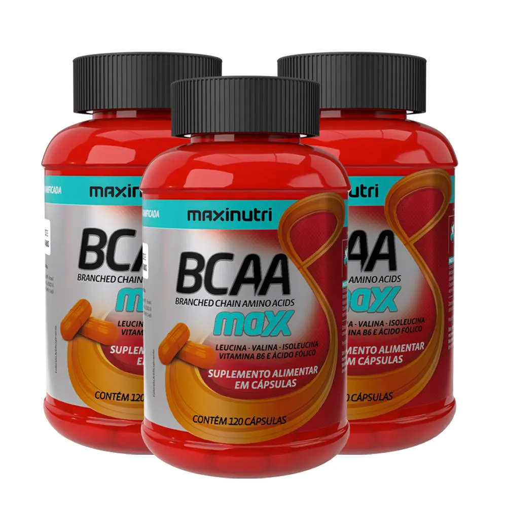 KIT 3 BCAA MAXX 2800 700MG 120 CáPSULAS MAXINUTRI