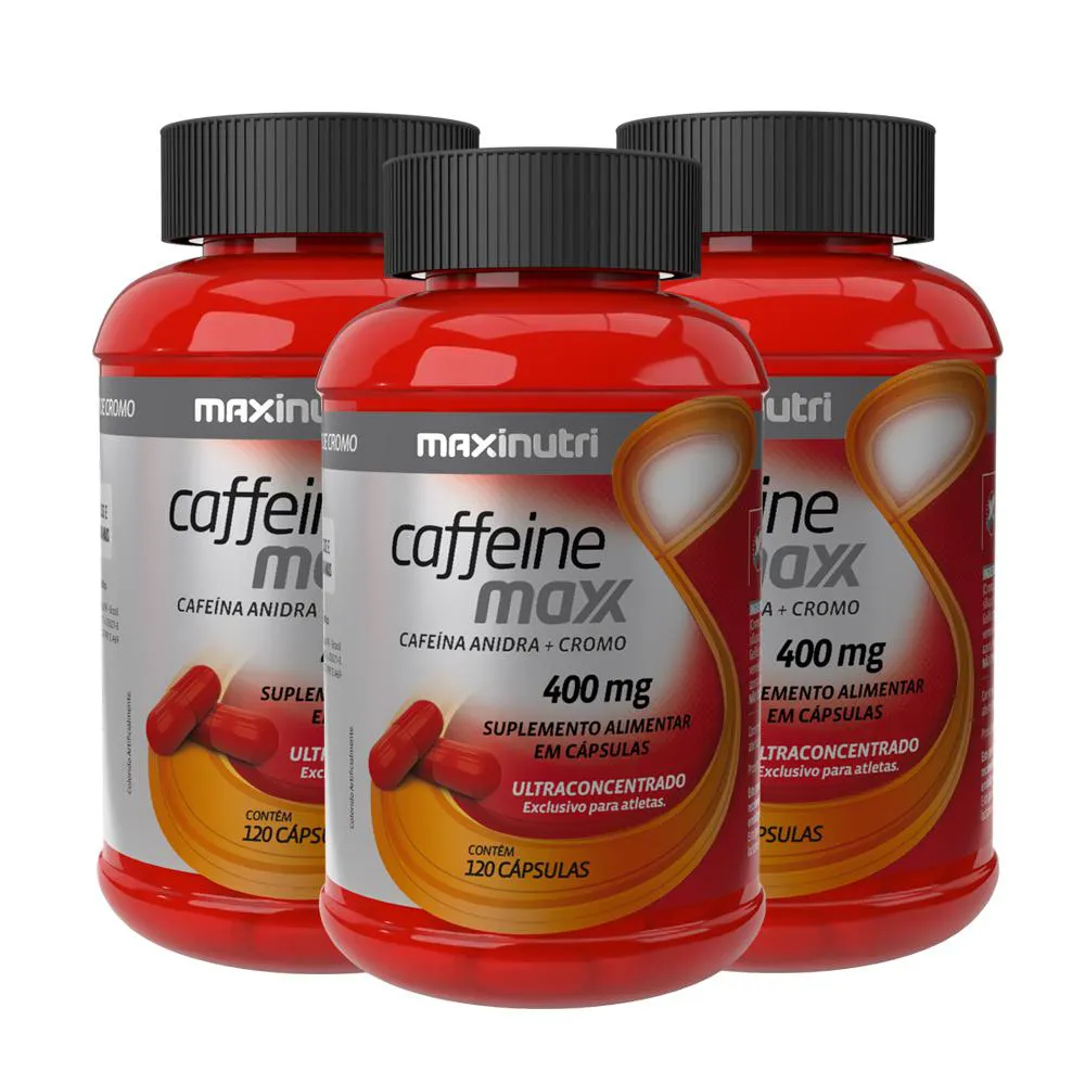 KIT 3 CAFFEINE MAXX 420MG CAFEíNA ANIDRA 120 CáPS MAXINUTRI