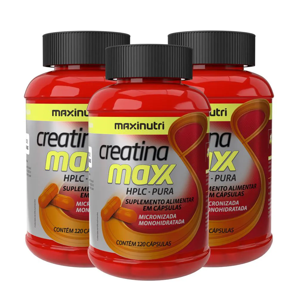 KIT 3 CREATINA MAXX CáPSULAS 750MG 120 CáPSULAS MAXINUTRI