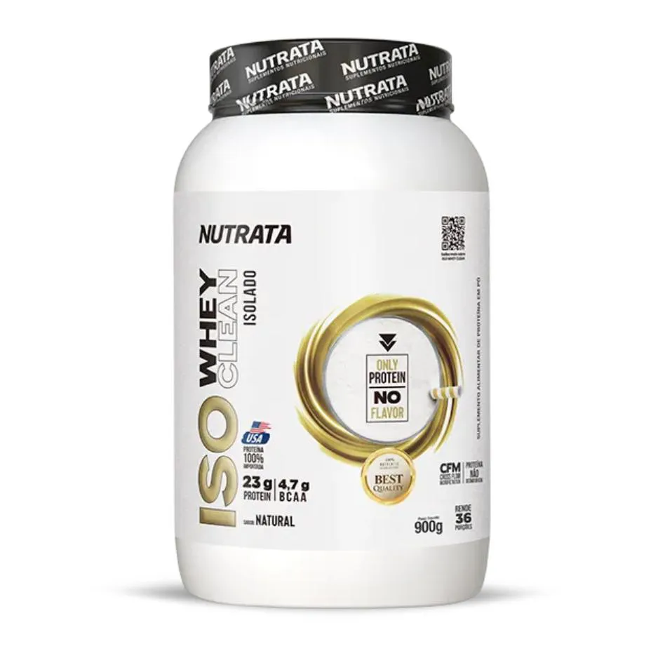 ISO WHEY CLEAN NUTRATA 900G NATURAL - 23G PROTEINA - 4,7G BCAA