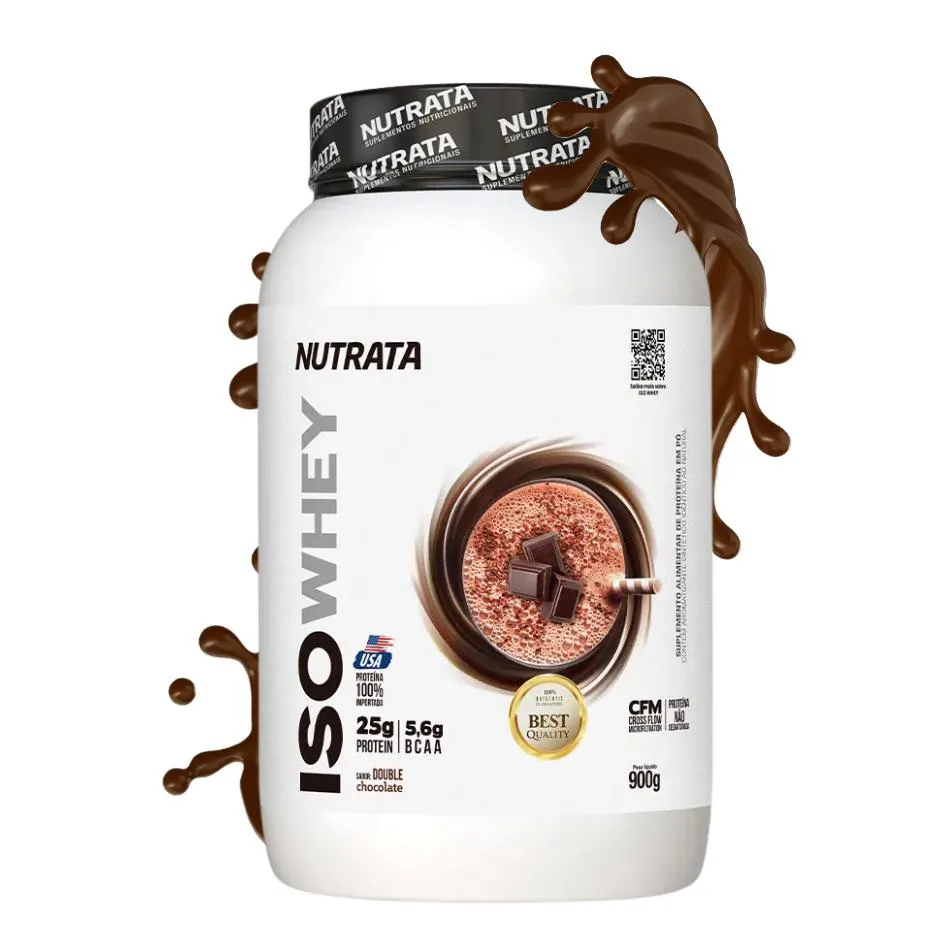 ISO WHEY NUTRATA 900G - DUPLO CHOCOLATE - 25G PROTEINA - 5,9G BCAA
