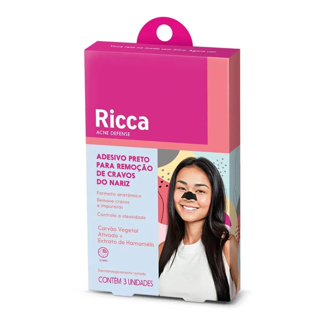 RICCA FAIXA PRETA CONTRA OS CRAVOS - ADESIVO REMOVEDOR DE CRAVOS (3 UNIDADES)