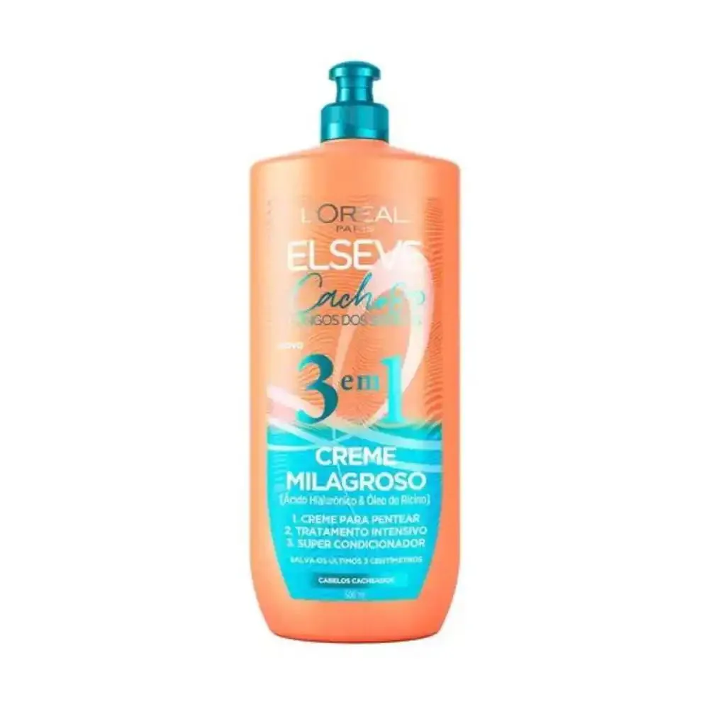 CREME MILAGROSO 3 EM 1  CACHOS LONGOS DOS SONHOS ELSEVE- 500ML