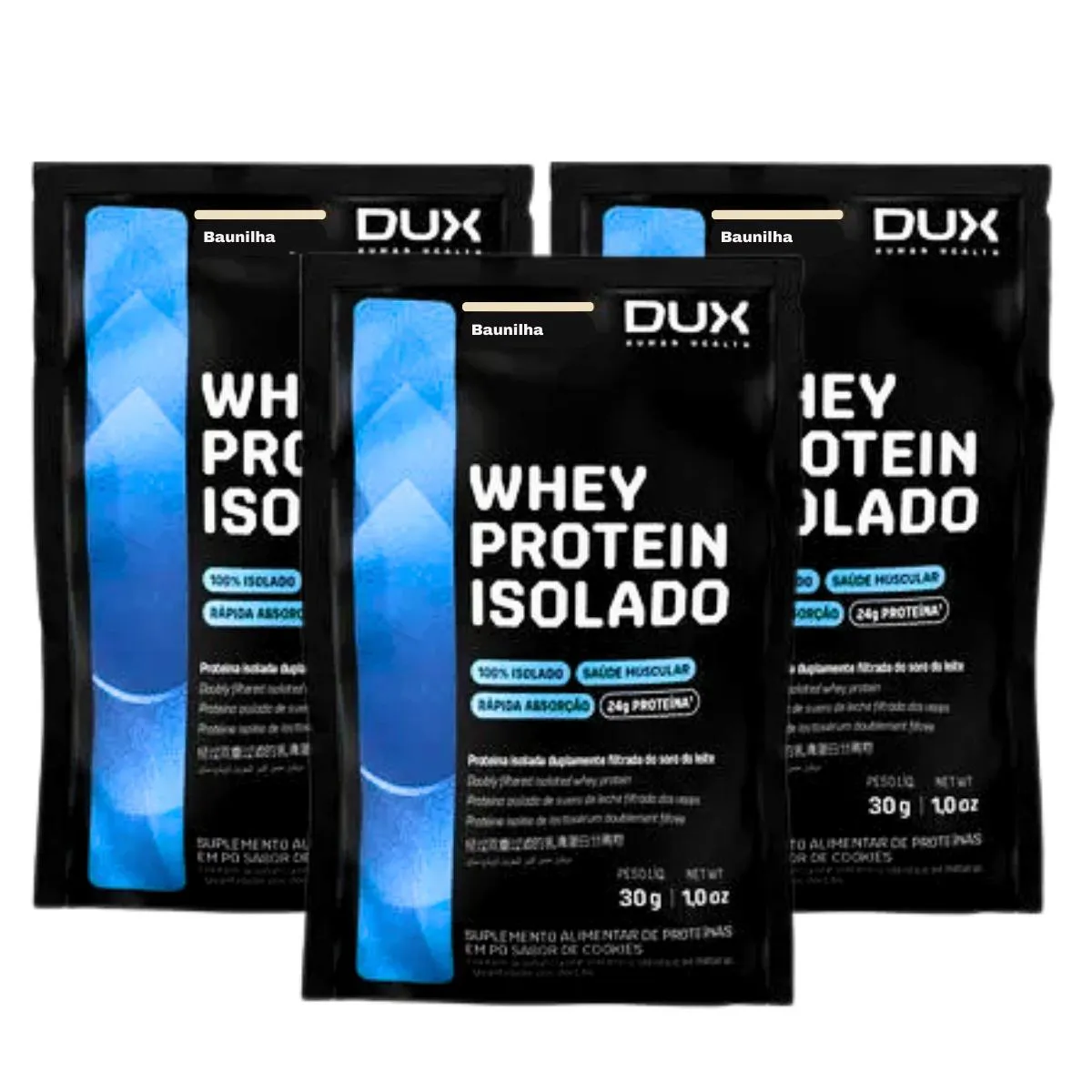 3X SACHE WHEY PROTEIN ISOLADO DUX BAUNILHA 30G