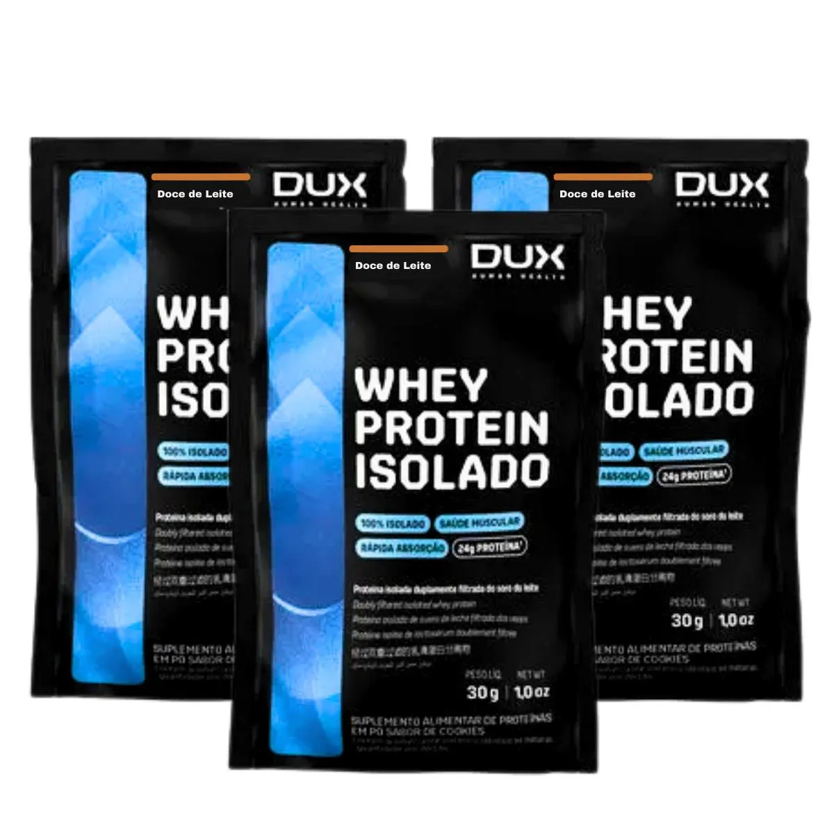 3X SACHE WHEY PROTEIN ISOLADO DUX DOCE DE LEITE 30G