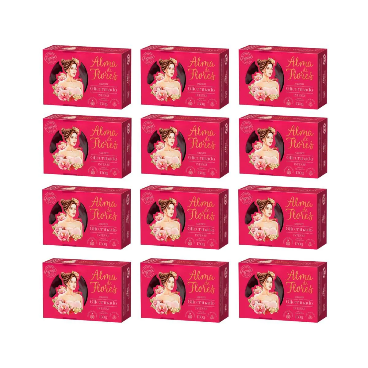Kit 12X Sabonete Alma De Flores Intense 130G - Memphis