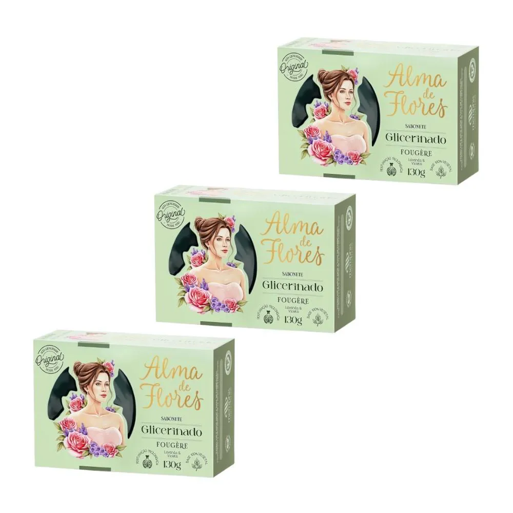 KIT 3X SABONETE ALMA DE FLORES FOUGèRE 130G - MEMPHIS