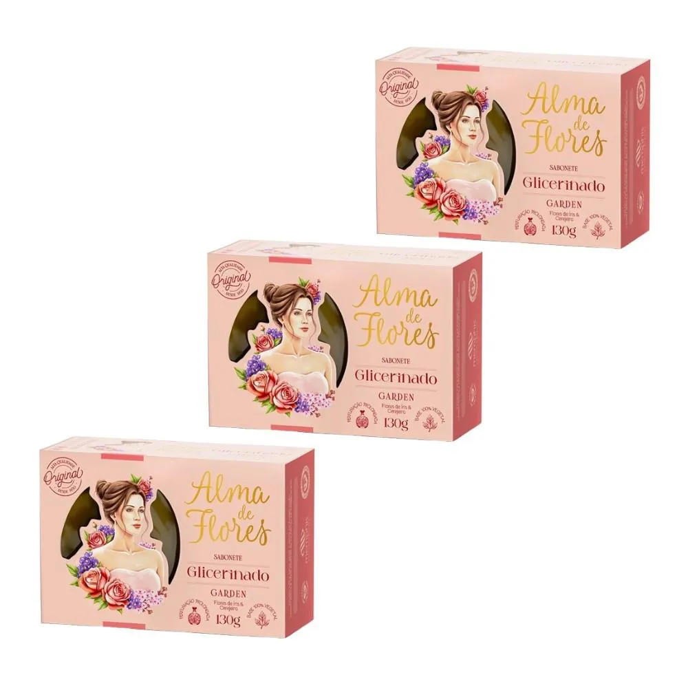 KIT 3X SABONETE ALMA DE FLORES GARDEN 130G - MEMPHIS